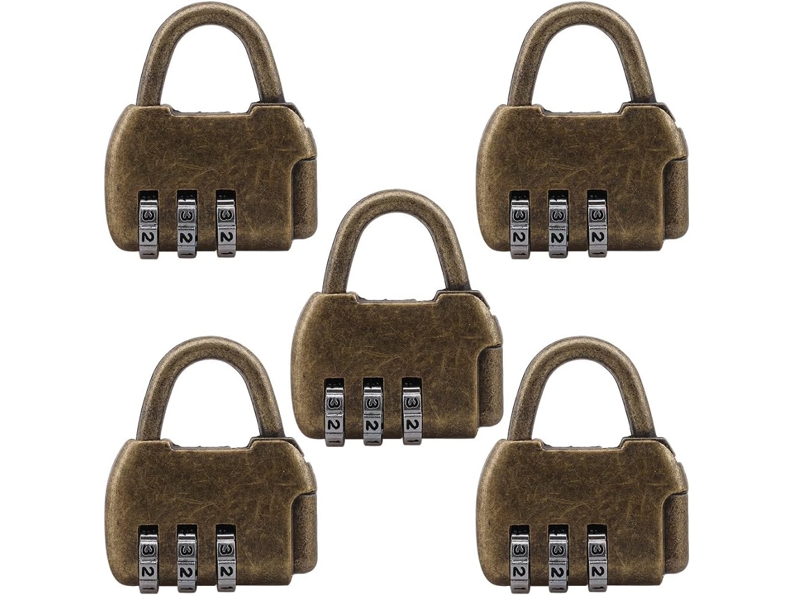 Conjunto De 5-malas Viagem Retrô Em Zinco Com 3-cadeados Combinação, Ideais Para Casa, Escritório, Armários E