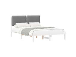 Estrutura de Cama com Cabeceira Estofada em Cinzento Claro MAISON EXCLUSIVE