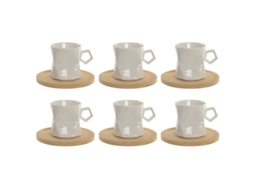Conjunto De 6 Chávenas Com Prato Home Esprit Branco Porcelana 180 Ml