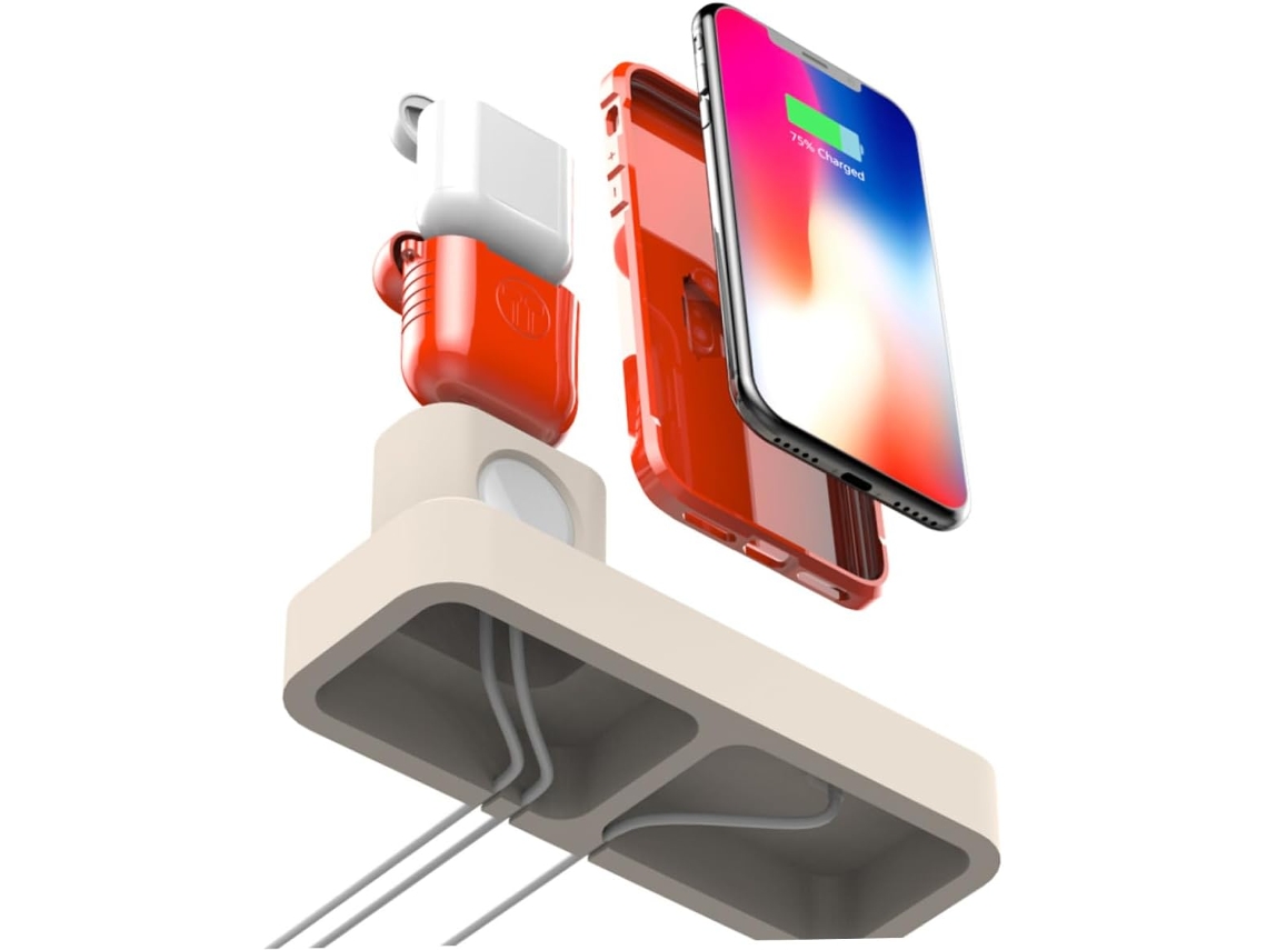 Base De Carregamento Para Celular E Smartwatch, Silicone Branco