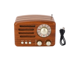 Caixa de som de madeira artesanal com rádio FM e conexão sem fio EOOCOO
