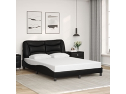 Estrutura Cama C/ Cabeceira 140x200 Cm Couro Artificial Preto