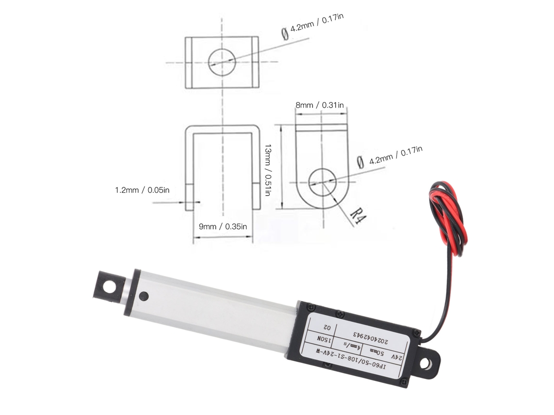 Atuador Linear Elétrico Micro 24v 50mm 150n