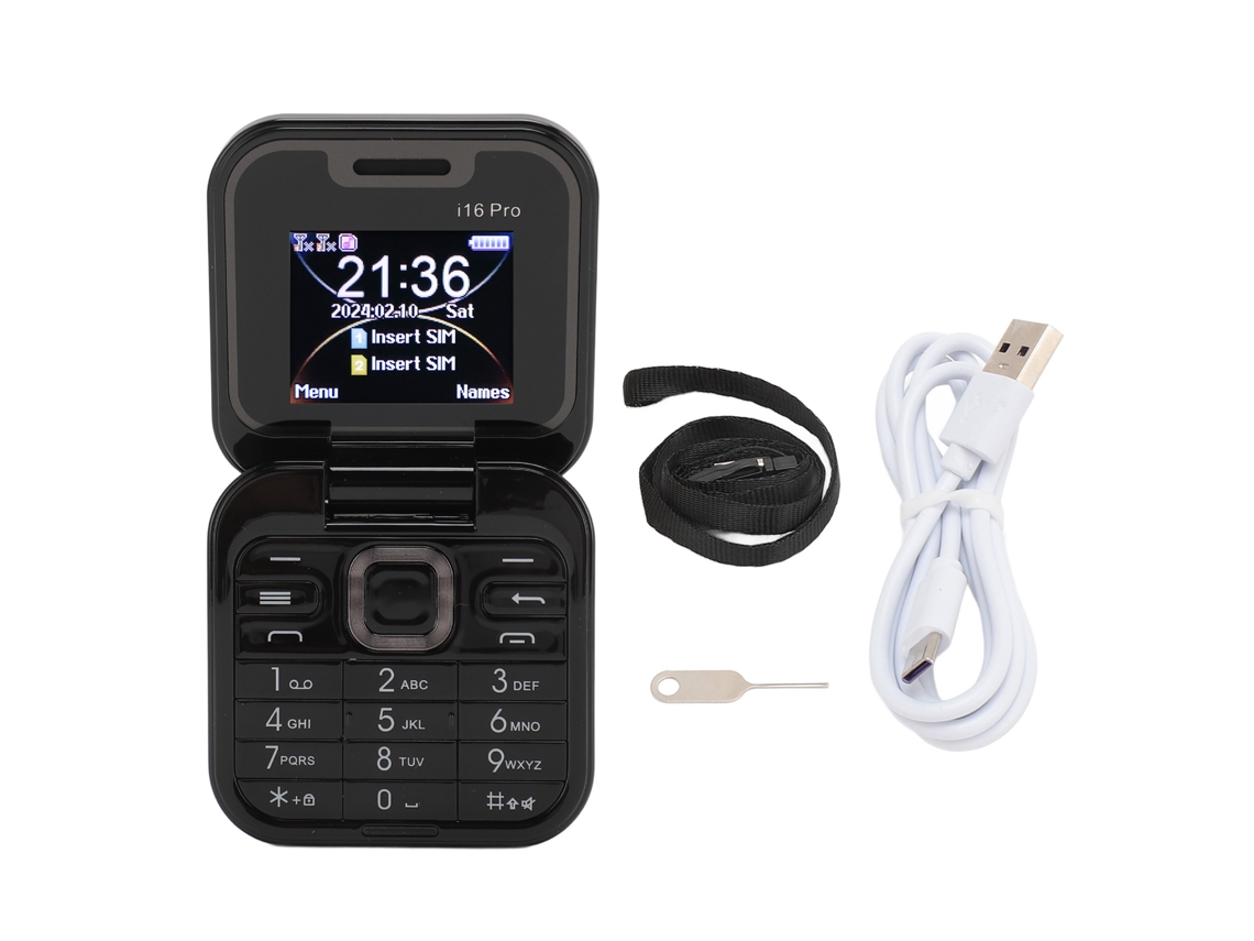 2026zentro-celular Flip Pequeno I16pro Dual Sim 2g 16gb Cartão De Memória Para Idosos E Crianças Preto