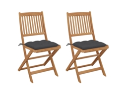 Cadeiras Dobráveis Jardim C/ Almofadões 2 Pcs Acácia Maciça Dkd Home Decor