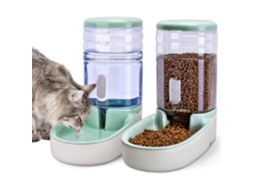 Conjunto com 2 Comedouros e Bebedouros Automáticos para Animais de Estimação, Tigela de Alimentação por Gravidade e Bebedouro para Gatos AQUAFORGE