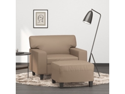Vidaxl Poltrona Com Apoio De Pés 60 Cm Couro Artificial Cappuccino