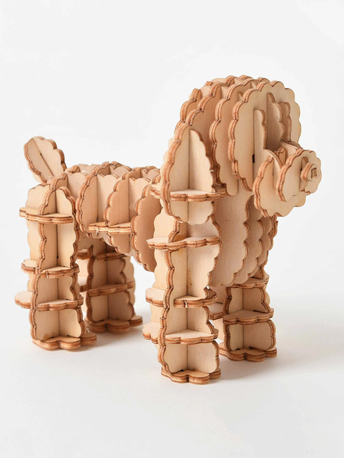 Quebra cabeça 3d de Madeira com Modelo de Cachorro Poodle. Artesanato em Madeira. MDUG