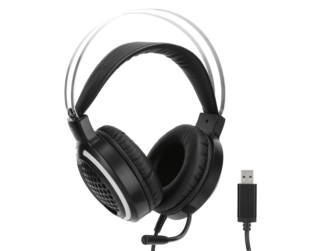 Fone De Ouvido Para Jogos 7.1 Surround Sound Usb Com Fio Luz Rgb Com Microfone Para Pc