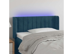 Vidaxl Cabeceira De Cama C/ Luzes Led Veludo 93x16x78/88cm Azul-escuro