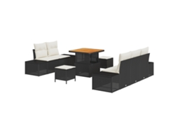 Conjunto 8 Conjunto De Sofá De Jardim Vidaxl Preto Vime Pe (80 X 80 X 71 Cm)