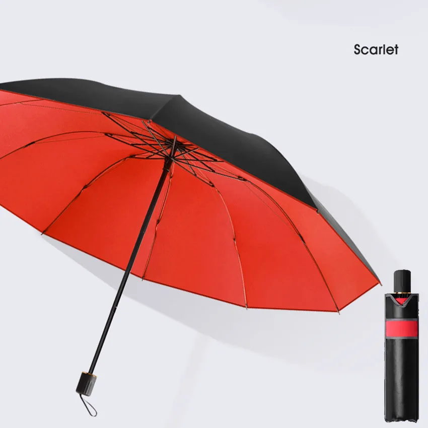 (vermelho, 10k) Guarda-chuva Triplo, Resistente Ao Vento E Com Estrutura Reforçada, Unissex.
