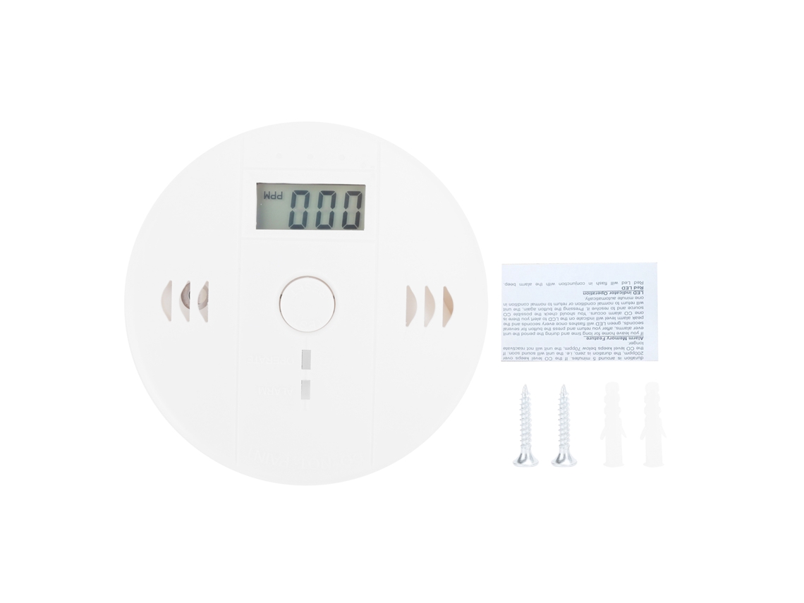 Detector de Monóxido de Carbono com Alarme 85db, LCD, Segurança Residencial S/MARCA