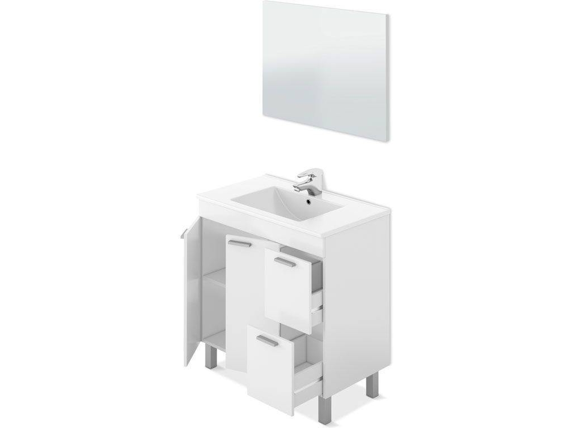 Móvel de Casa de Banho ARKITMOBEL Aktiva  (Branco Brilhante - Melamina, PVC, ABS - 80 x 80 x 45 cm)