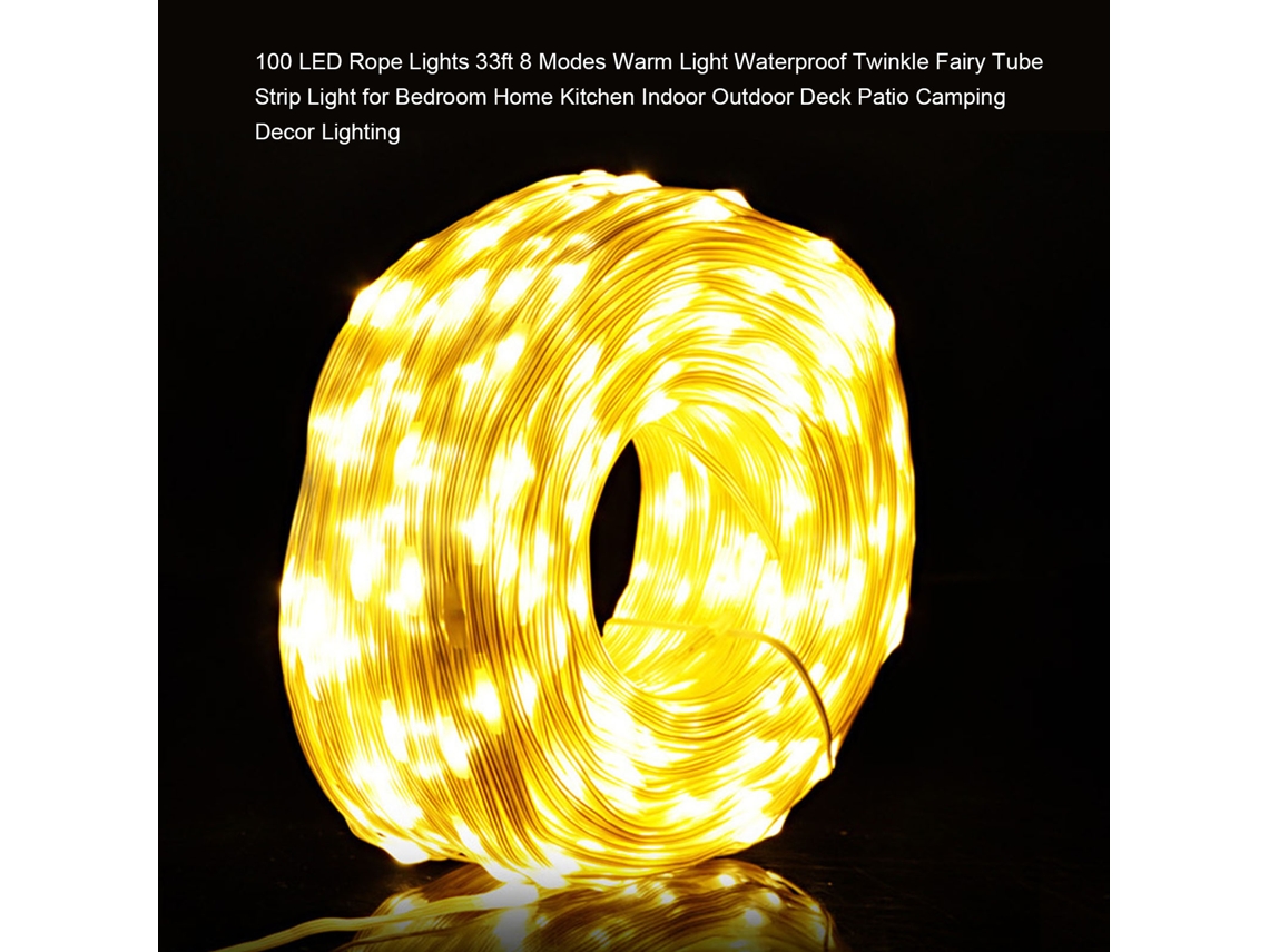 Rebe-luz De Cuerda Led 100 Luces 33 Pés 8 Modos Luz Cálida Impermeável Para Decoração Interior Exterior Camping