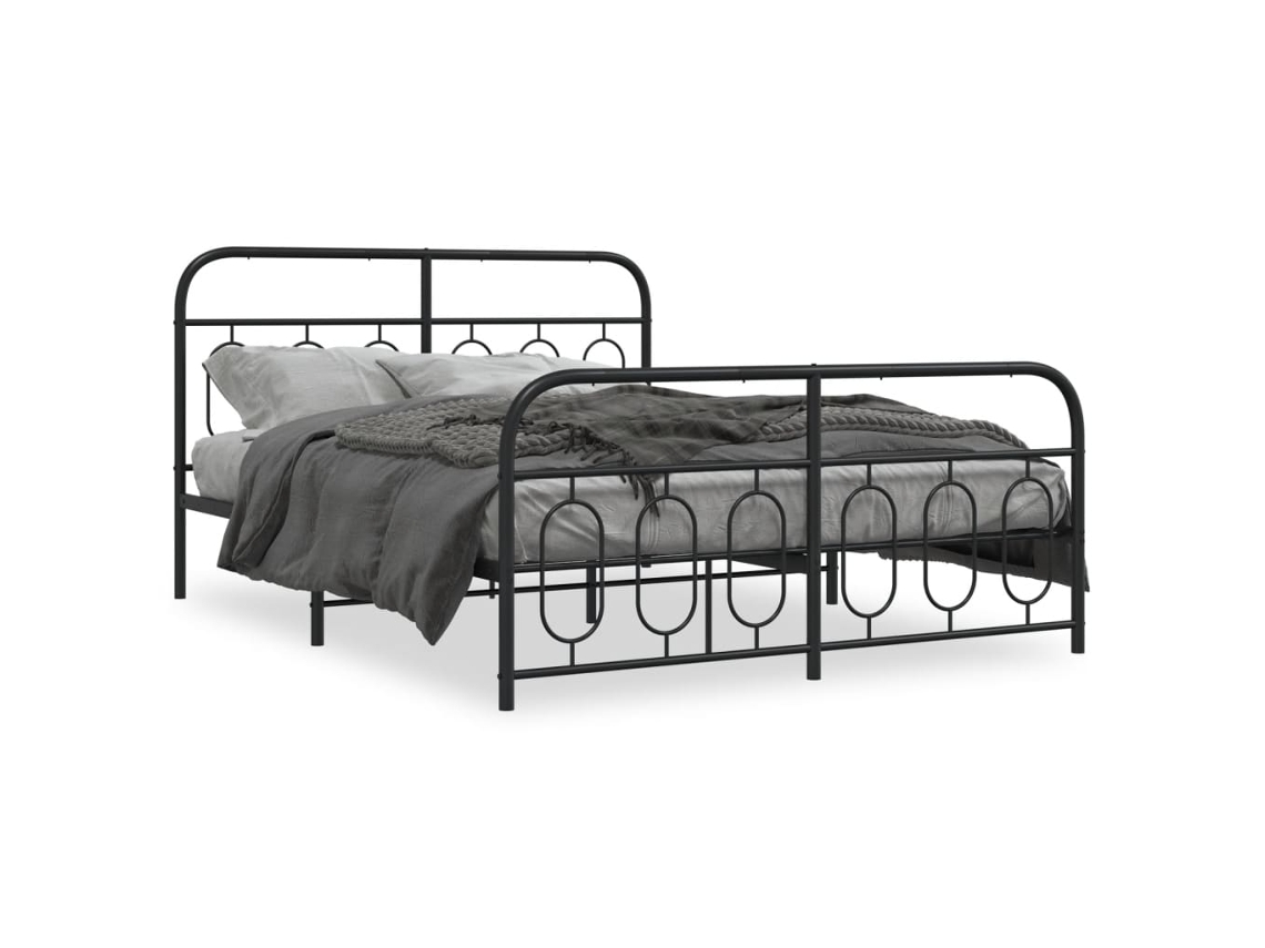 Bed Frame, Bed Frames Vidaxl Preto Metal (140 X 190 Cm)