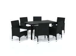 Dining Set, Dining Sets Vidaxl Preto Rattan / Vime (mesa Com 150 Cm De Comprimento)