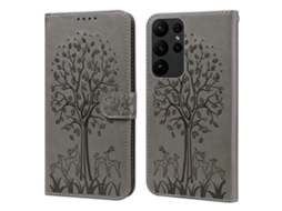 Capa De Couro Com Estampa Horizontal De Árvore E Veado Para Samsung Galaxy S23 Ultra 5g