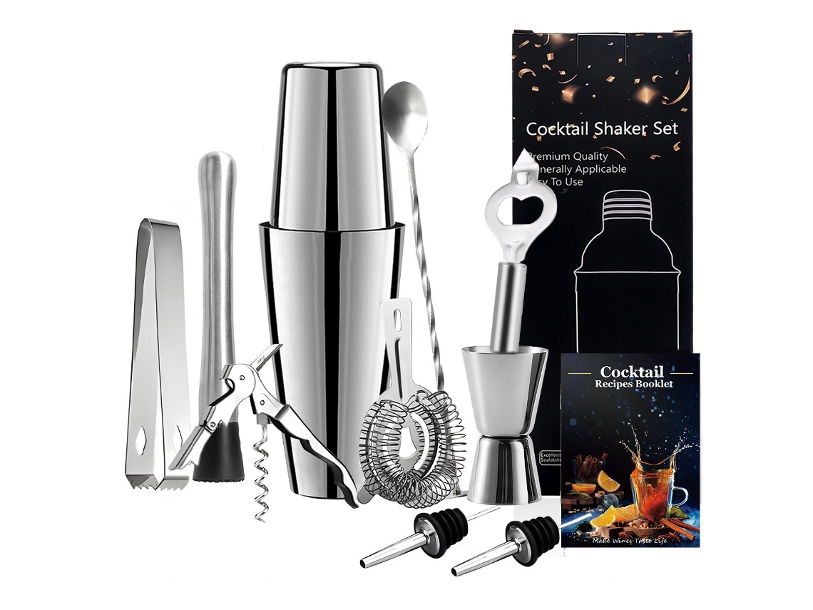 Conjunto De Coquetel De 10 Peças, Para Bar, Coqueteleira De 700 Ml, Aço Inoxidável Prateado