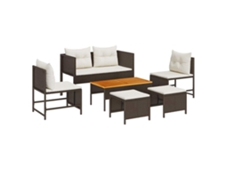 Maison Exclusive - Conjunto De Sofá De Jardim 6 Unid. Marrom E Creme Vime Pe