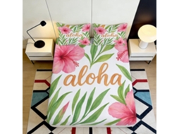 Conjunto de Cama Estampa 3d Hibisco Tro Microfibra com Fronha 200x25cm S/MARCA
