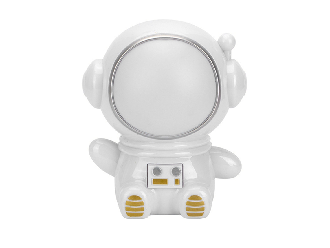 Luz Noturna Led Astronauta Fofo 3 Modos Coloridos Usb para Quarto Dormitório Branco