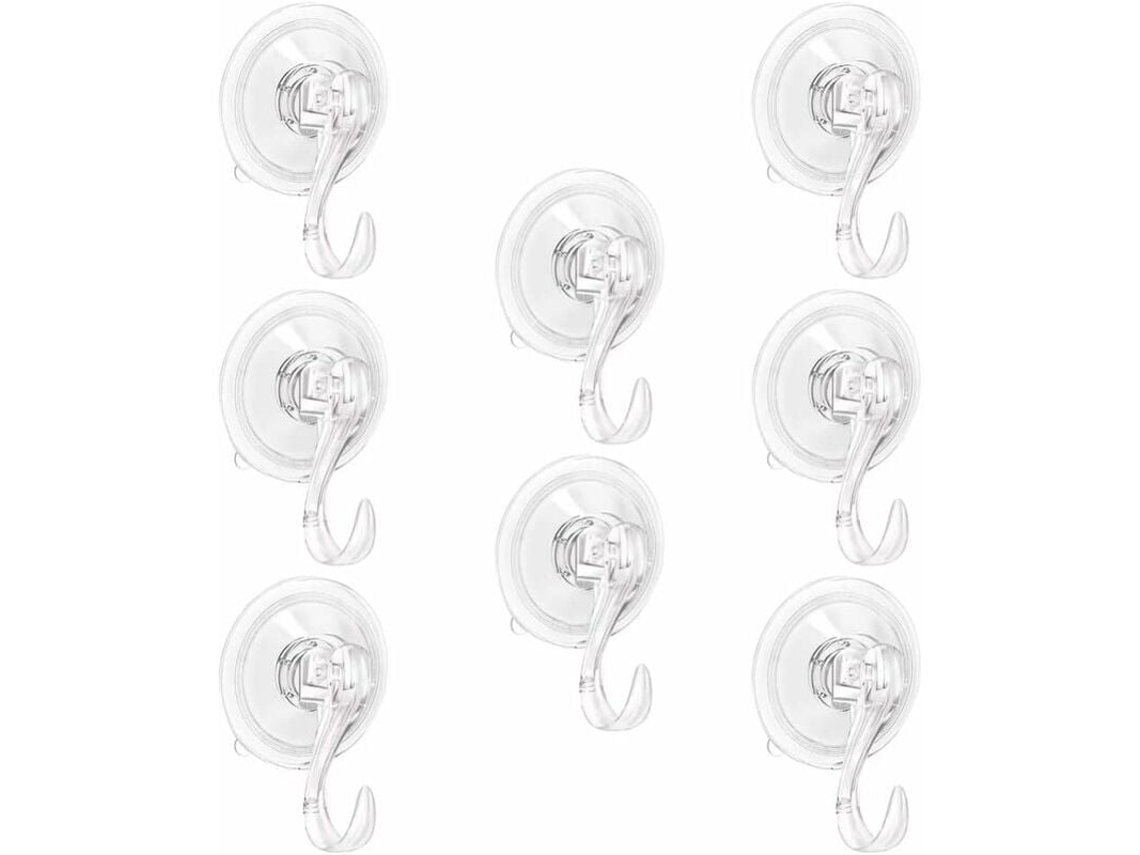 Conjunto de 8 Ganchos Ventosa para Banheiro, Resistentes, para Pendurar Utensílios de Cozinha e Panos Prato em Portas Janelas Vidro BRILVIBERA