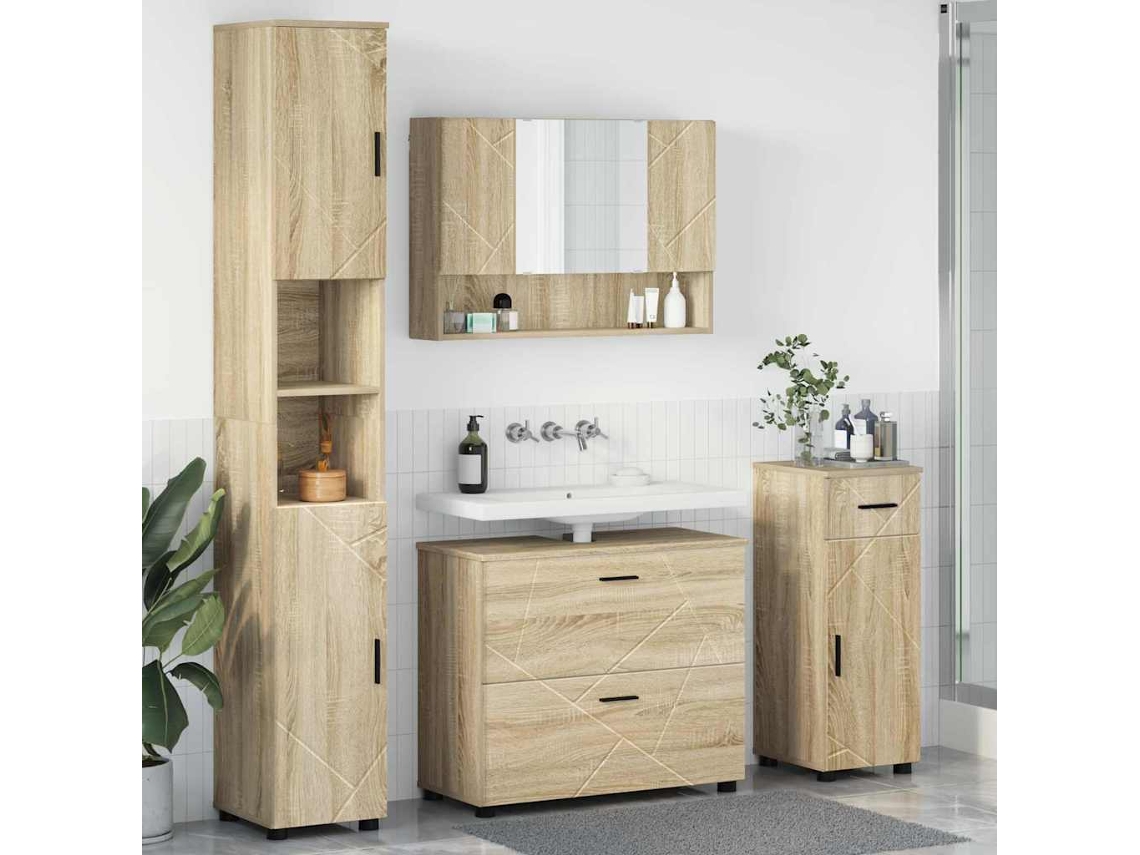 Vidaxl Conjunto De Móveis Para Banheiro 4 Unid. Carvalho Sonoma