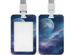 Cordão Crachá Com Desenho De Nebulosa E Lua, A Prova D Água, Porta Porta Crachá Com Clipe Trabalho, Escritório