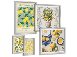 Conjunto De Pinturas Cítricos Frutas Frescas Padrões Espelharte (5 Peças)