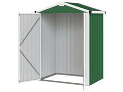 Galpão Jardim 1,1m² 133x87x178cm (2 Portas Dobráveis, Telhado Duas Águas, Luvas Verdes)