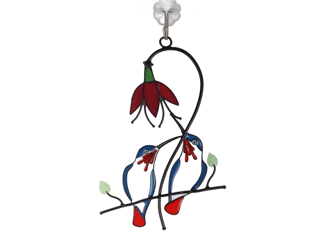 Decoração De Janela Com Ornamentos E Vidro Encorado Beija-flor