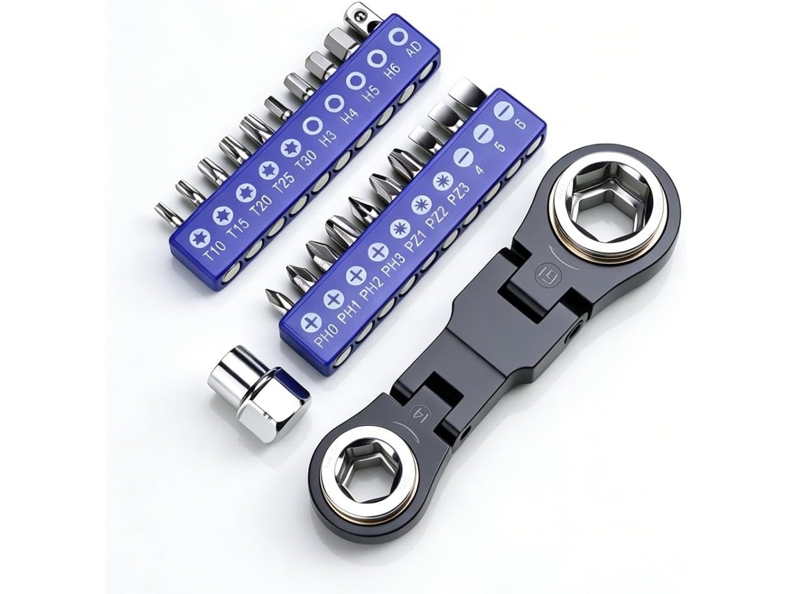 De Chave Com 20 Bits Magnéticos, Soquete E Bolsa Armazenamento, Azul.
