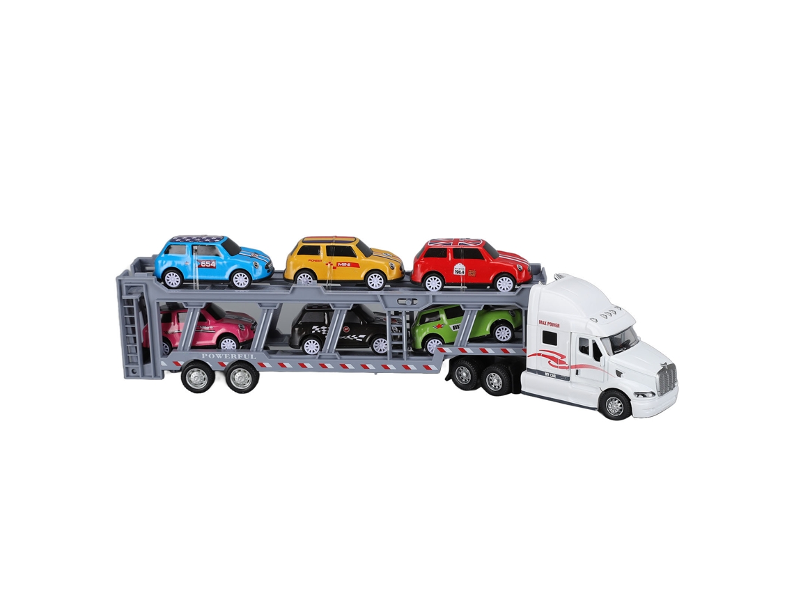 Caminhão Transportador De Carros De Liga Detachável Com 6 Carros Mini Brinquedo Para Crianças 3+ Branco