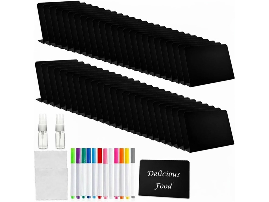 Rockible Mini Quadro Negro De Mesa Com 50 Peças, Inclui Marcadores, Quadro Negro Portátil Apagável, Cartão De Mesa Para