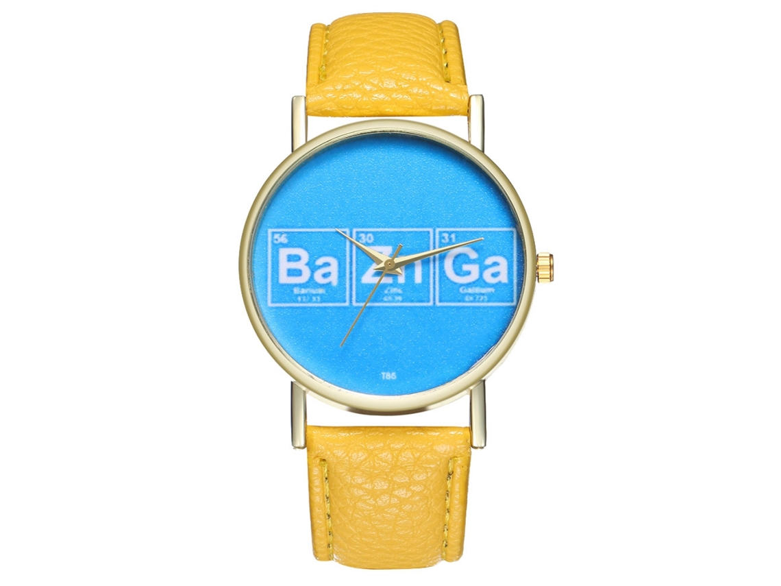 Reloj De Cuarzo Con Correa De Cuero Pu Letras Moda Números Romanos Unisex Amarillo