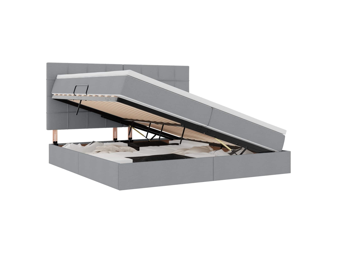 SYFAX™ Cama de Armazenamento Led com Colchão Cinzento claro