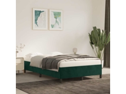 Vidaxl Estrutura De Cama Com Colchão Verde Escuro 120x190 Cm Veludo