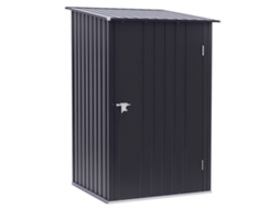 Abrigo de jardim 0,92m², 100x103x160cm, com porta, fechadura, teto inclinado, cinza escuro