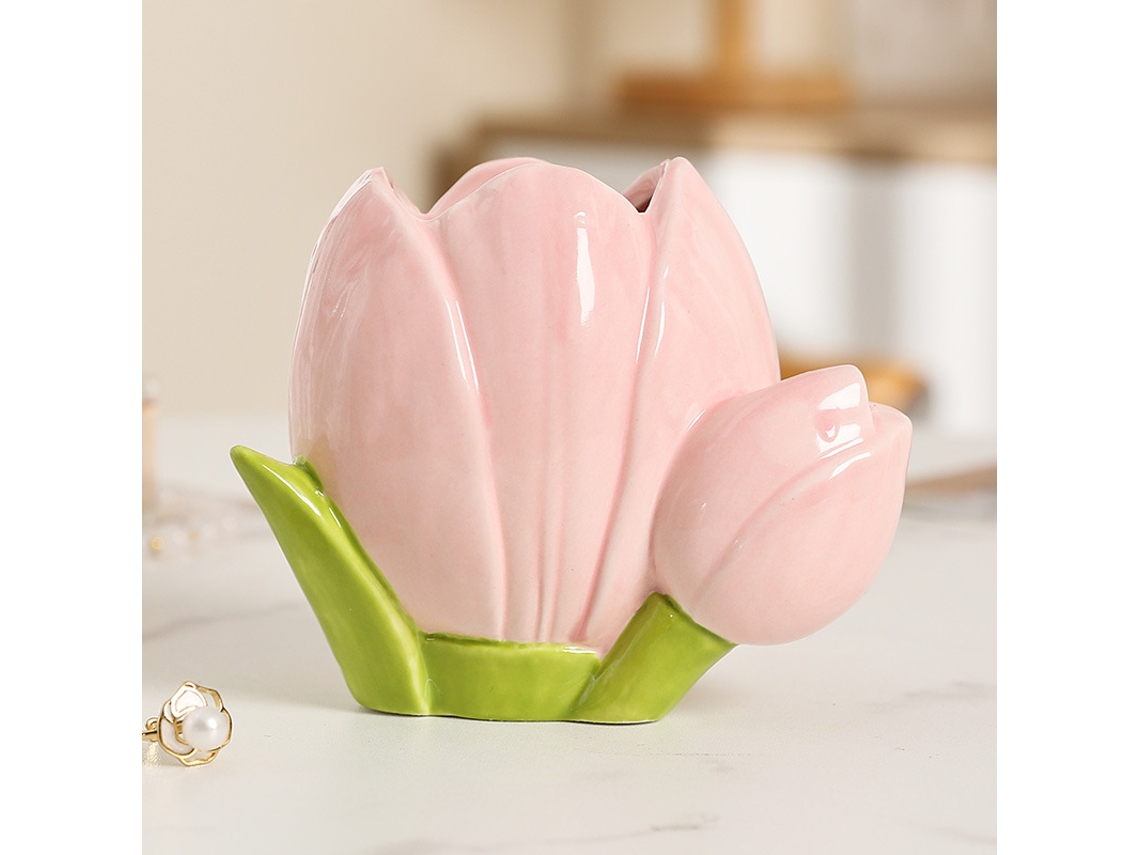 Porta-bengalas de cerâmica em formato de tulipa, organizador de mesa, porta-pinceis para maquilhagem, item decorativo.