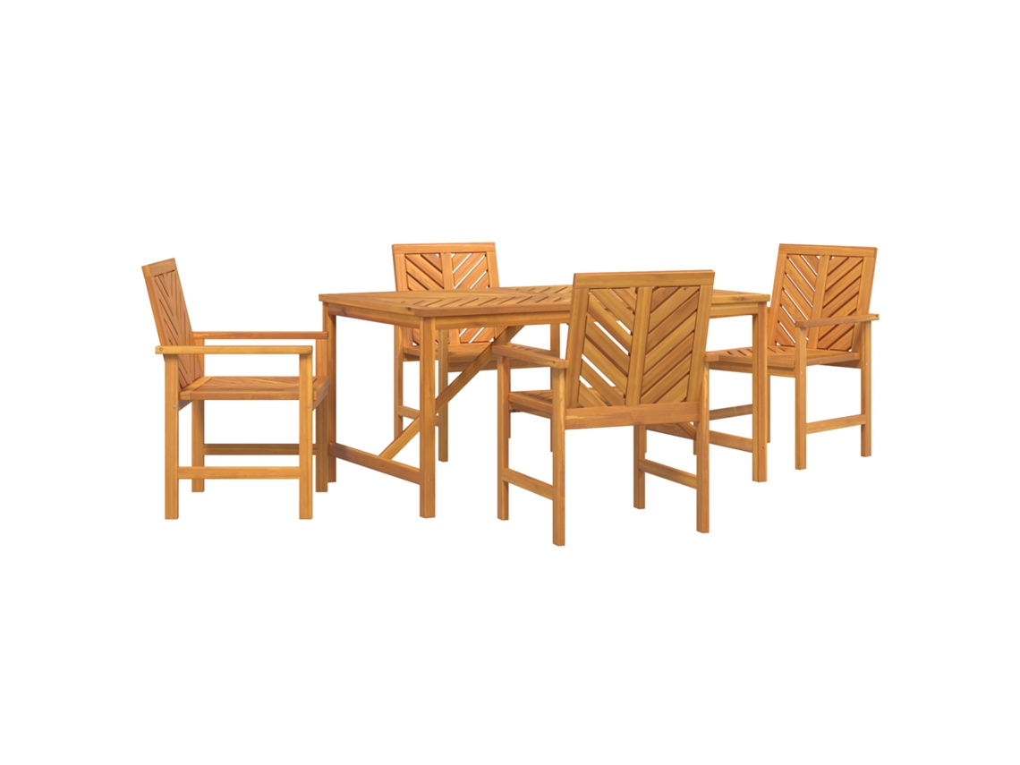 Conjunto 5 Conjunto De Jantar Para Jardim Vidaxl Castanho Madeira De Acácia Maciça (150 X 90 X 74 Cm)