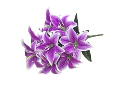 2pcs Lírio Artificial 10 Cabeças Flor Falsa Para Decoração De Casamento E Festas Morado
