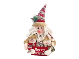 Decoração de Natal com base de madeira, presente, Papai Noel, 30x20cm S/MARCA
