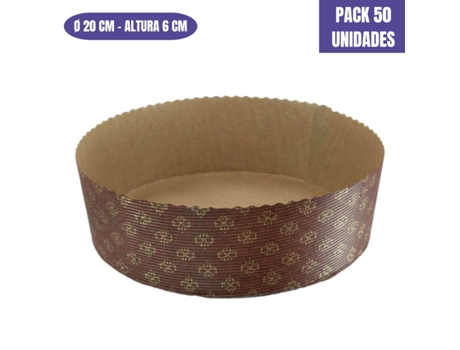 Molde De Papel Para Bizcocho Baixo - 20 X 6 Cm (50 Unidades)