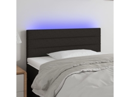 Vidaxl Cabeceira De Cama C/ Luzes Led Tecido 90x5x78/88 Cm Preto