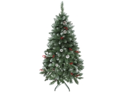Árvore De Natal De Interior Com 150 Cm De Altura, 398 Ramos, Pinhas E Frutos Vermelhos, Base De Metal, Verde.