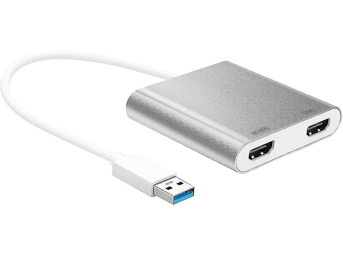 Adaptador Usb Para Hdmi Cabo Multi Monitor Dual Hdmi Usb 3.0 4k Ultra Hd Compatível Com Microsoft 7 8.1 10 / Mac Os X V10.6 E Plus Branco Bestvite
