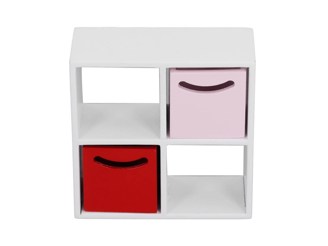 Primerox móveis Casa Boneca 1:12 Mini 4 Prateleiras 2 Gavetas Pequenas Acessórios Decoração