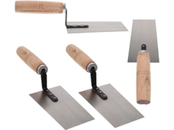 Conjunto De 4 Espátulas De Aço Inoxidável Para Reboco Com Cabo De Madeira E Design Rebitado.