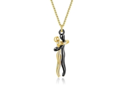 Colgante De Collar De Pareja Abrazándose Estilo Amor Joyería Regalo Para San Valentín Ukigold Y Negro Oro Y Negro